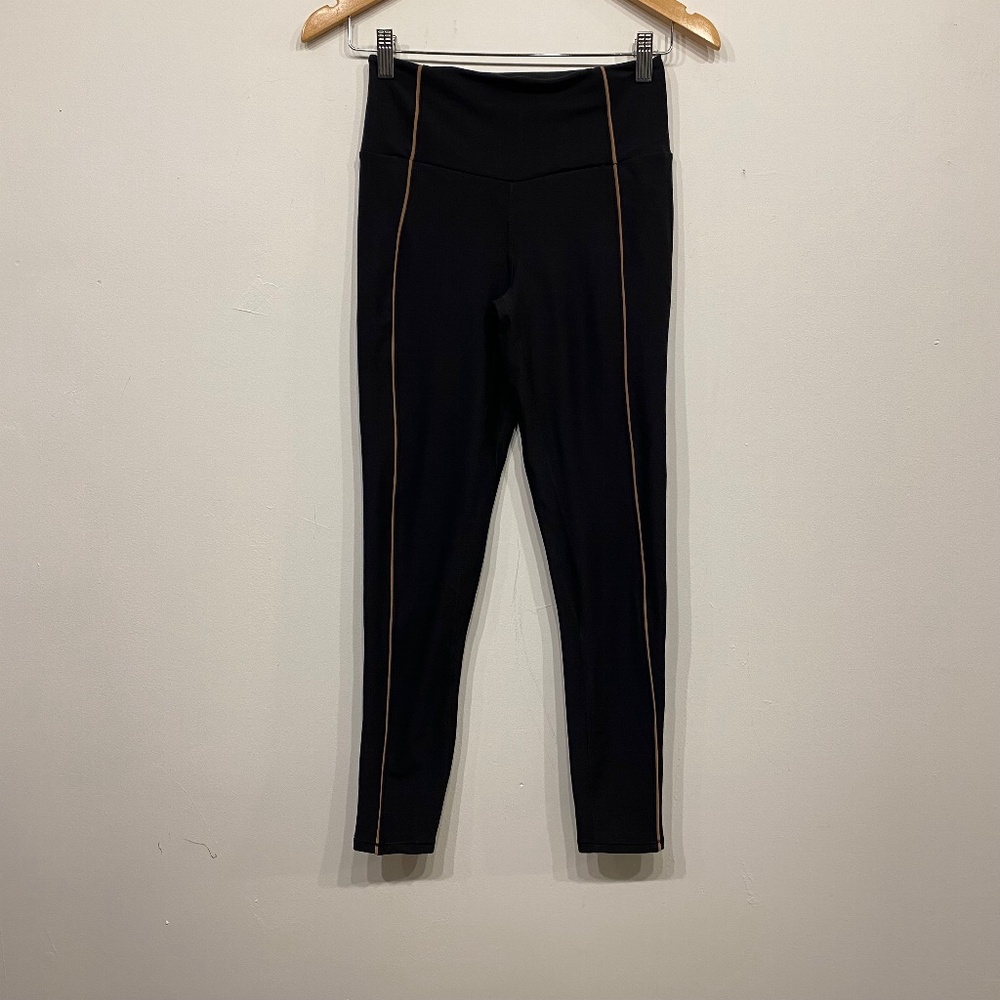 Abercrombie & Fitch‎ YPB Black Cropped Leggings With Brown Piping Small